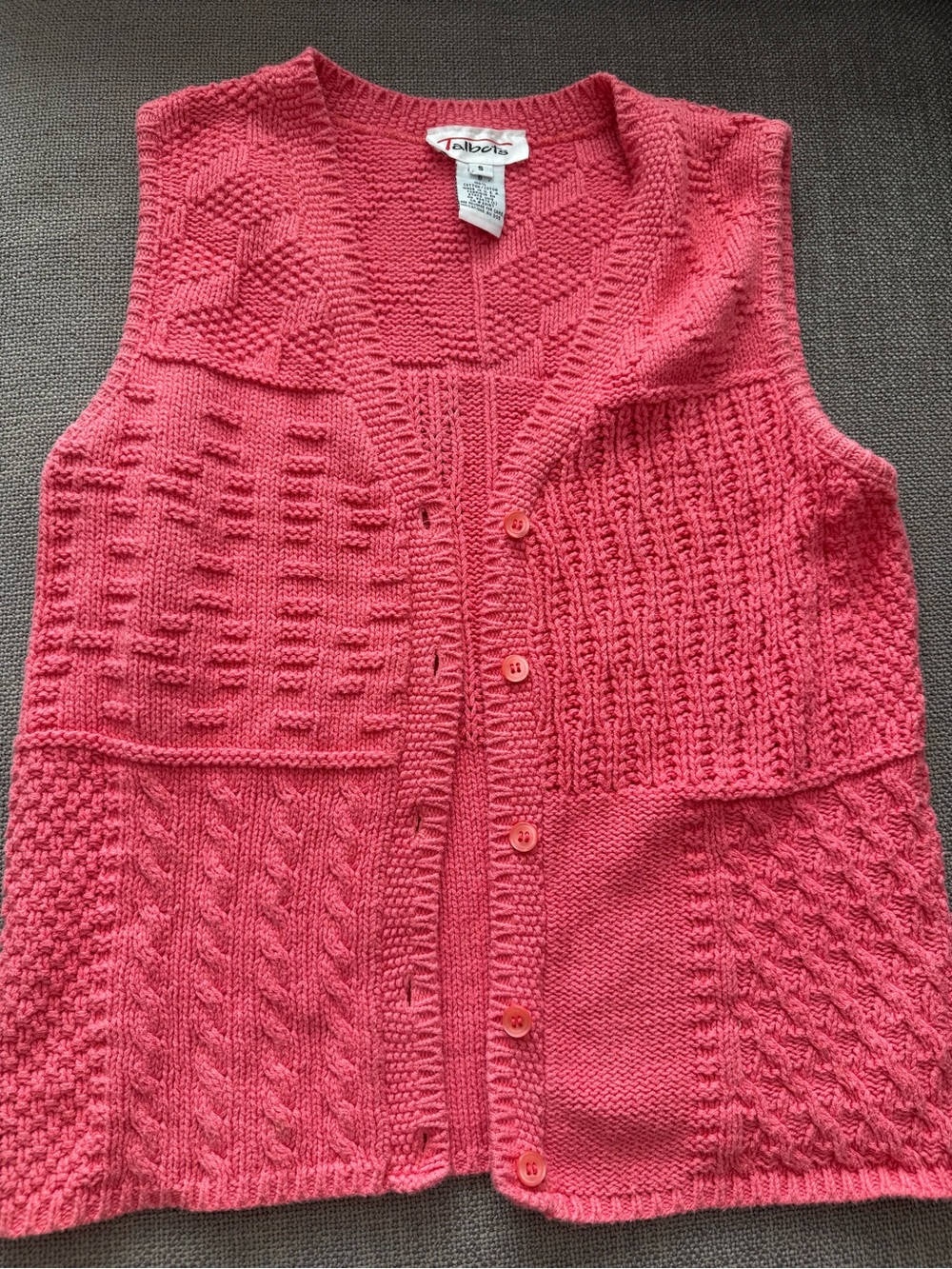 Vintage Talbots 90’s Pink Chunky Knit Grandma Preppy Classic Sweater Vest Size S